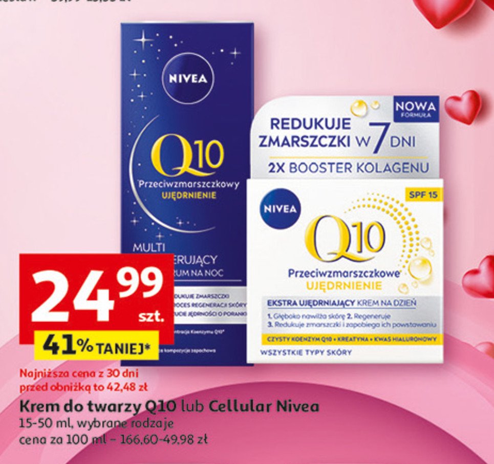 Serum przeciwzmarszczkowe perły młodości Nivea q10 promocja w Auchan