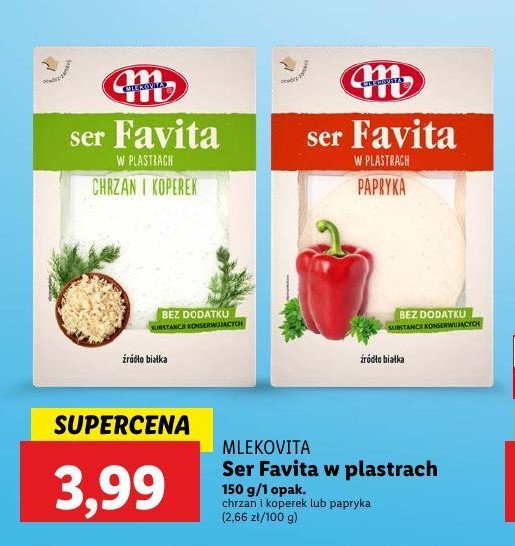 Ser chrzan i koperek w plastrach Mlekovita favita promocja