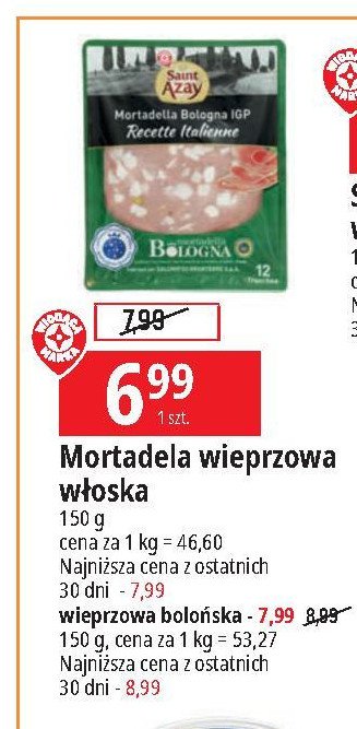 Mortadela wieprzowa bolońska Wiodąca marka saint azay promocja