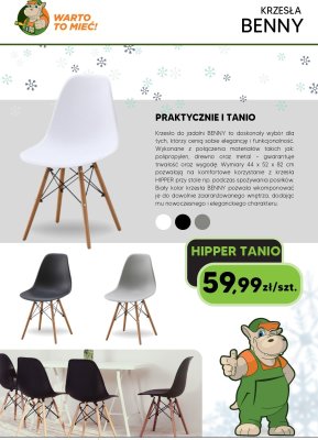 Krzesło BENNY - szare promocja w HIPPER.pl