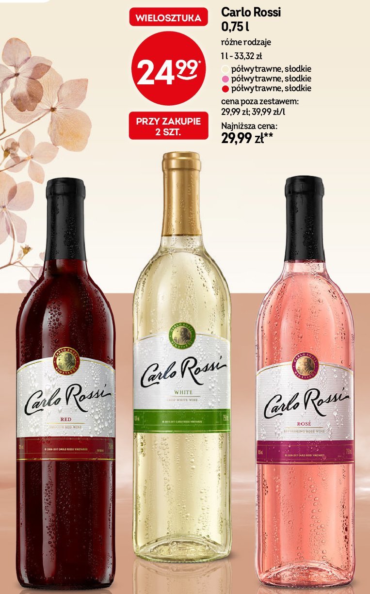 Wino Carlo rossi white promocja w Żabka