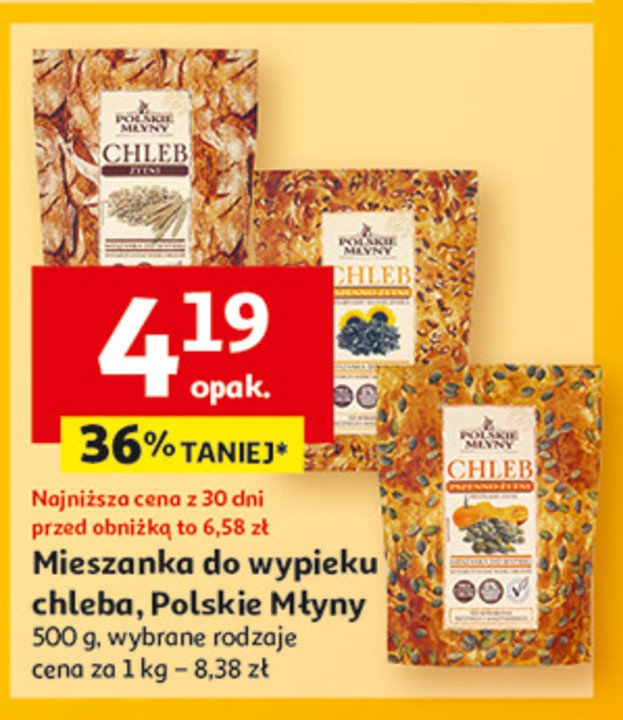 Mieszanka do wypieku chleba pszenno-żytniego z pestkami dyni Polskie młyny promocja w Auchan