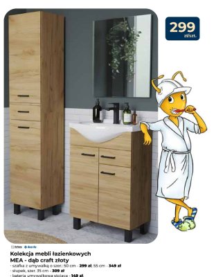 Kolekcja mebli łazienkowych MEA - dąb craft złoty - szafka z umywalką 50 cm promocja w PSB Mrówka