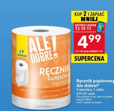 Ręcznik papierowy Ale dobre! Giga rolka 2 warstwy, 1 rolka promocja w LEWIATAN