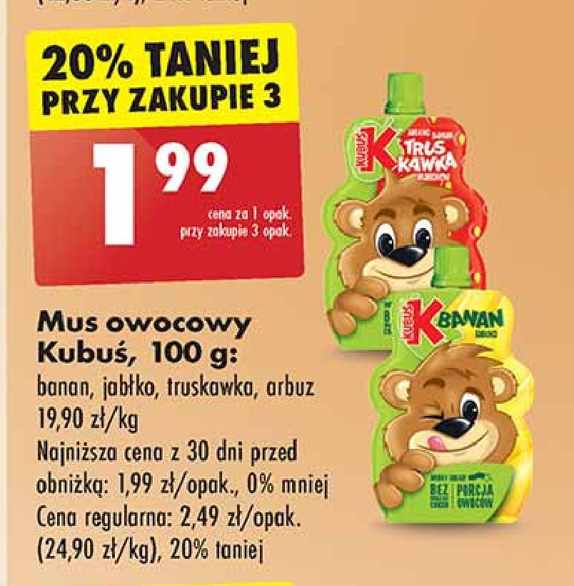 Mus jabłko-banan Kubuś promocja