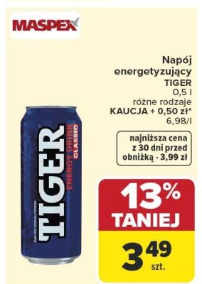 Napój energetyzujący TIGER 0,5 l różne rodzaje promocja w Carrefour