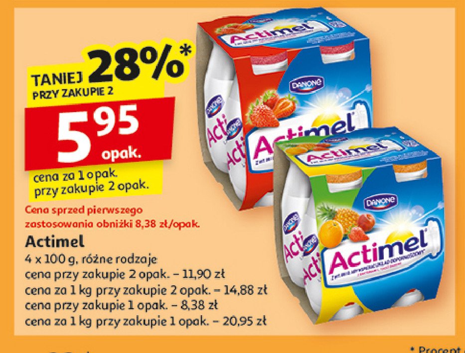 Jogurt wieloowocowy Danone actimel promocja w Auchan