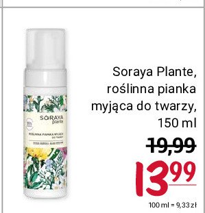 Roślinna pianka myjąca do twarzy Soraya plante promocja