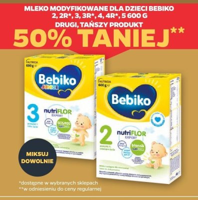 Mleko modyfikowane dla dzieci Bebiko 2, 2R+, 3, 3R+, 4, 4R+, 5 (600 g) promocja w Netto