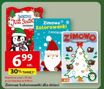 Zimowe kolorowanki dla dzieci Śniezku już Święta i Zimowe kolorowanki z Mikołajem promocja w Auchan