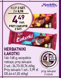 Ciastka maślane w czekoladzie San łakotki promocja