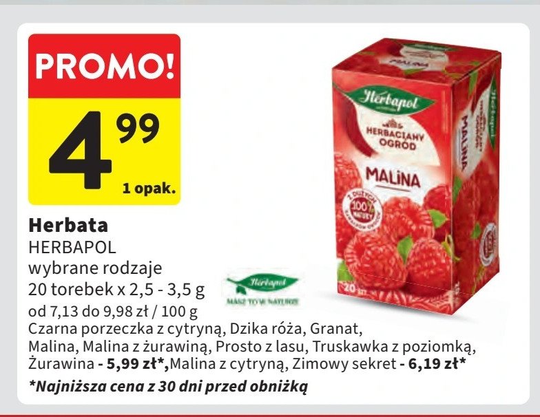 Herbata truskawka z poziomką Herbapol herbaciany ogród promocja