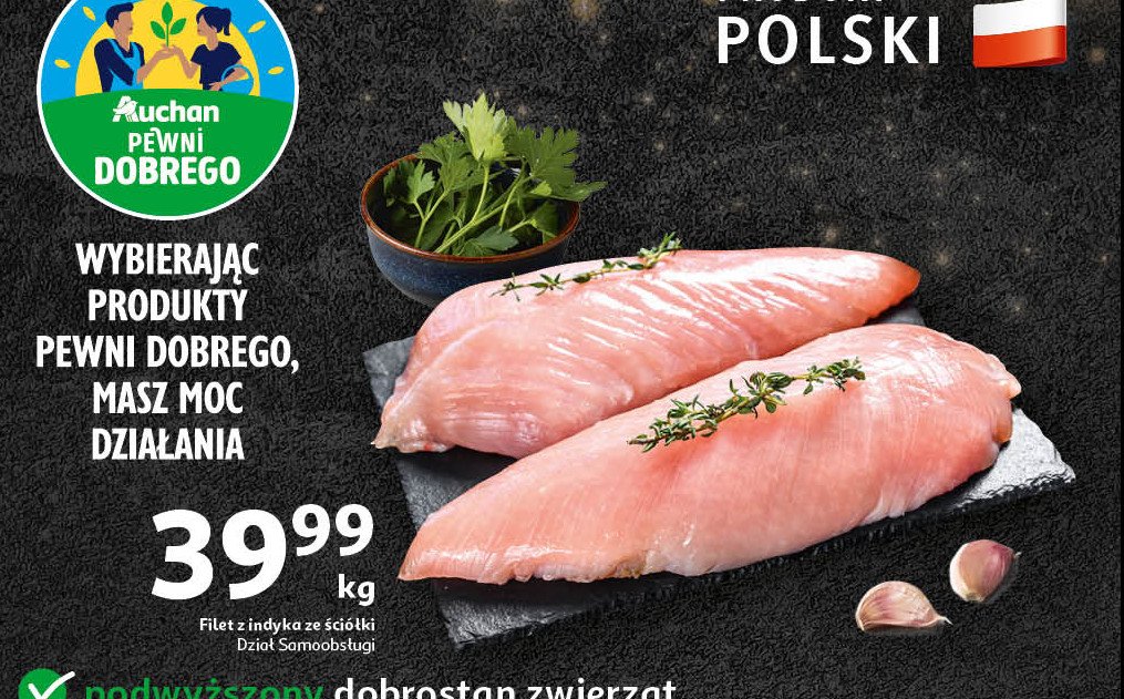 Filet z indyka ze sciółki Auchan pewni dobrego promocja w Auchan