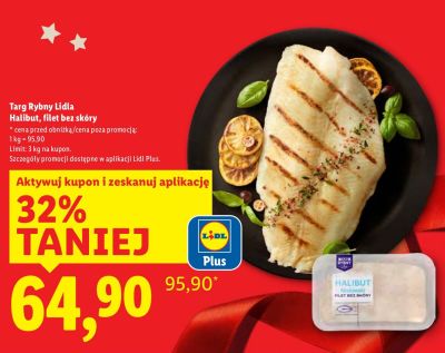 Halibut, filet bez skóry  promocja w Lidl