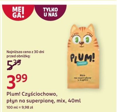 Płyn Plum! Czyściochowo, na superpłonę, mix, 40ml promocja w Rossmann