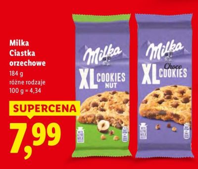 Milka Ciastka orzechowe XL 184g różne rodzaje promocja w Lidl