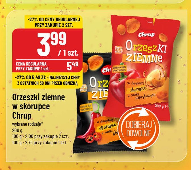 Orzeszki ziemne w skorupce o smaku chilli Chrup promocja