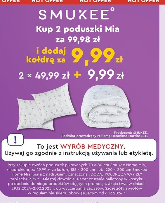 Kołdra mia 220 x 200 cm Smukee promocja w Biedronka