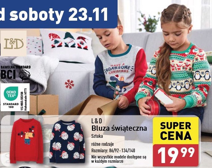 Bluza świąteczna 86-92/134/140 L&d promocja w Aldi