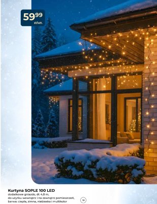 Kurtyna SOPLE 100 LED dodatkowe gniazdo, dł. 4,8 m, do użytku wewnątrz i na zewnątrz pomieszczeń, barwa: ciepła, zimna, niebieska i multikolor promocja w PSB Mrówka