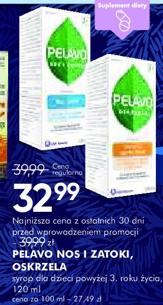 Syropy dla dzieci nos i zatoki Pelavo promocja w Super-Pharm