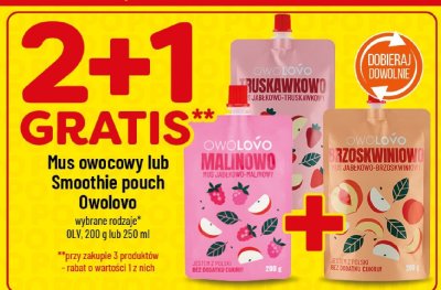 Mus owocowy lub Smoothie pouch Owolovo Malinowo, 200g lub 250ml promocja w POLOmarket