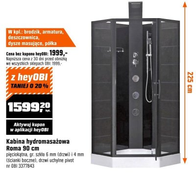 Kabina hydromasażowa Roma 90 cm promocja w OBI