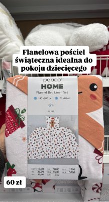 Pościel flanelowa świąteczna pepco HOME Flannel Bed Linen Set 140x200 cm + 70x80 cm promocja w Pepco