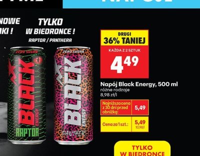 Napój energetyczny Black Energy Panther, 500 ml promocja w Biedronka