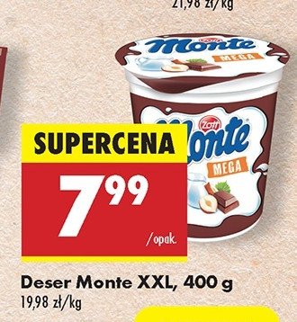 Deser mleczno-czekoladowy z orzechami Zott monte promocja w Biedronka