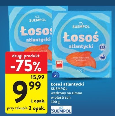 Łosoś atlantycki wędzony na zimno w plastrach SUEMPOL promocja w Intermarche