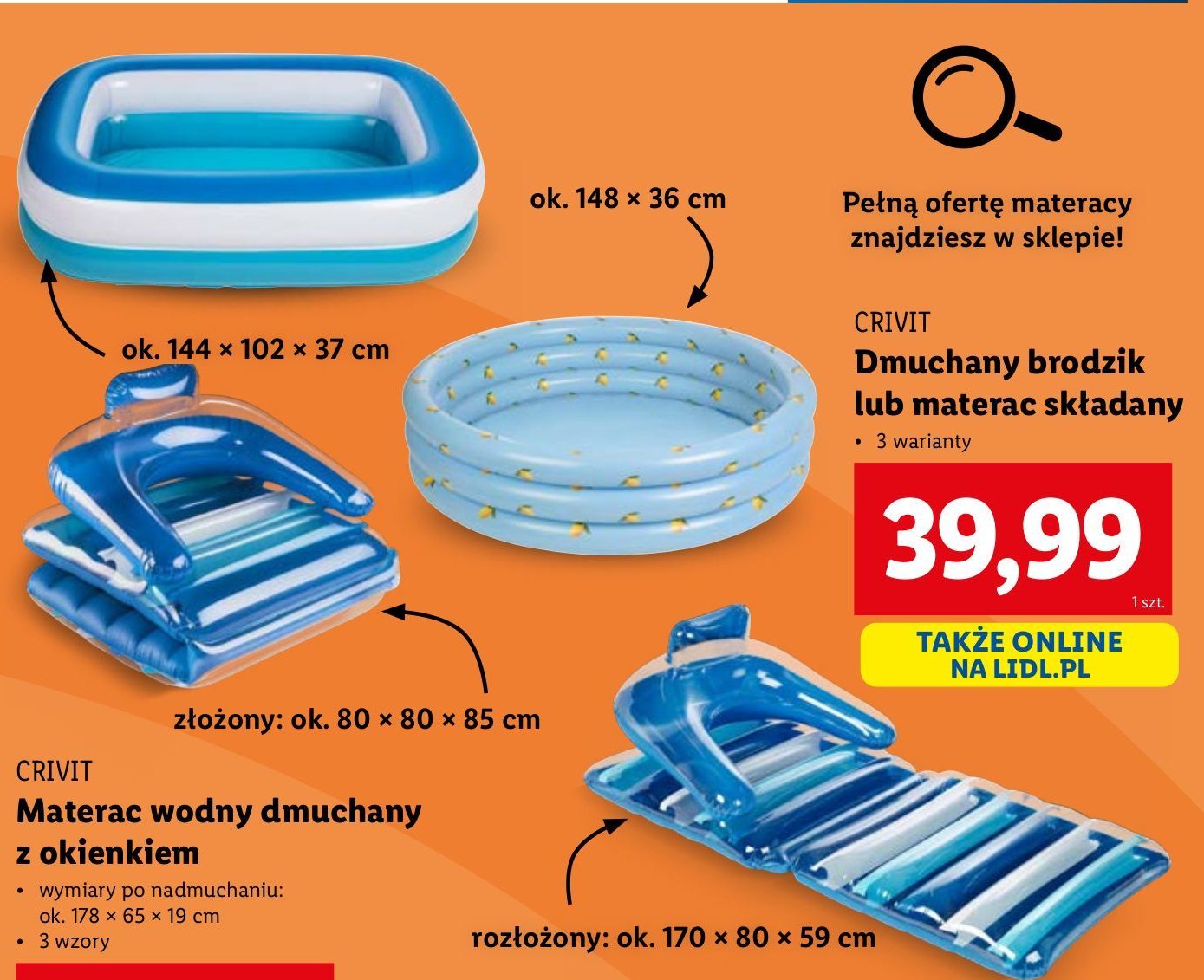 Brodzik dmuchany plażowy Crivit promocja w Lidl