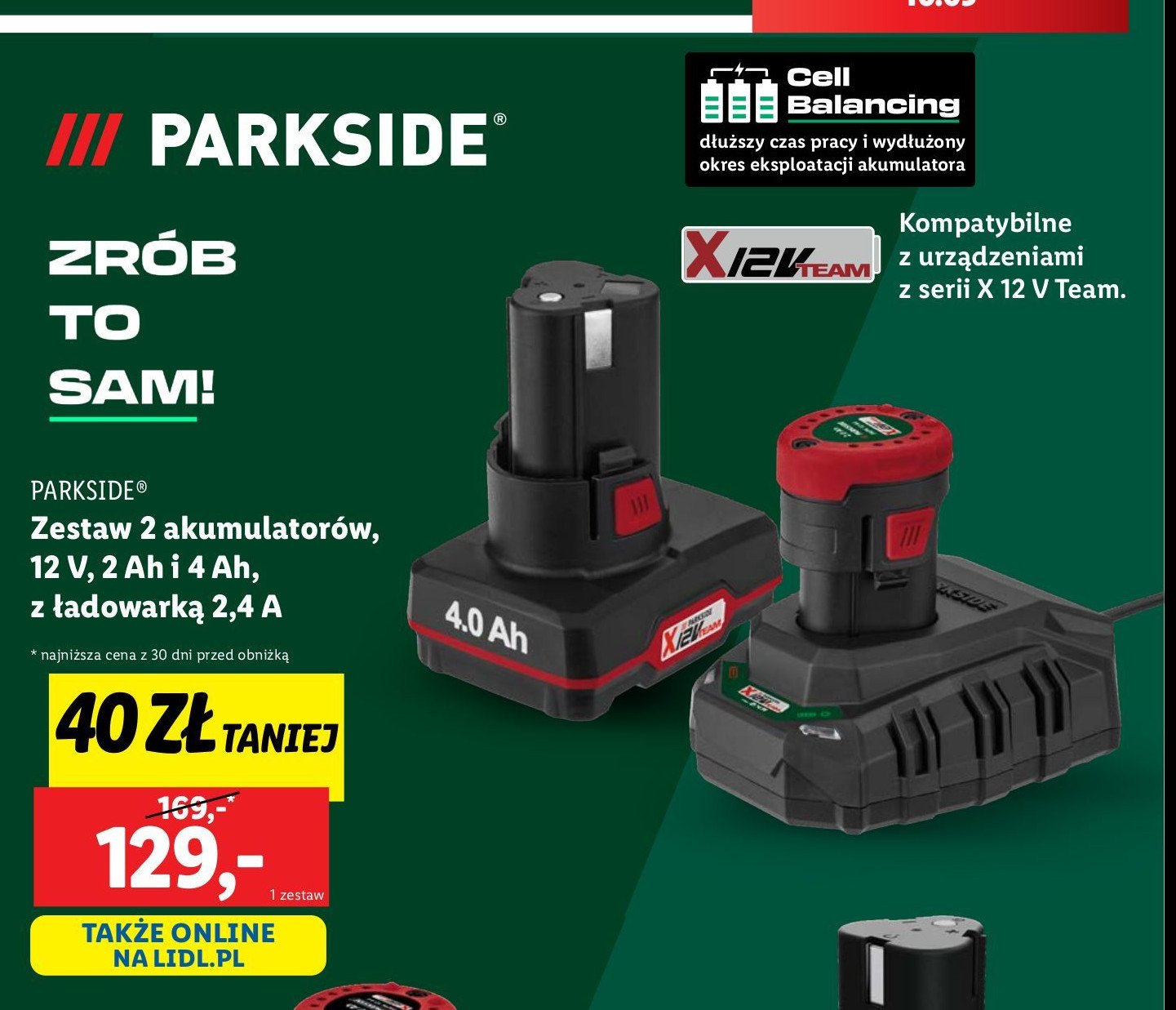 Akumulator litowo-jonowy 20v + 艂adowarka Parkside promocja