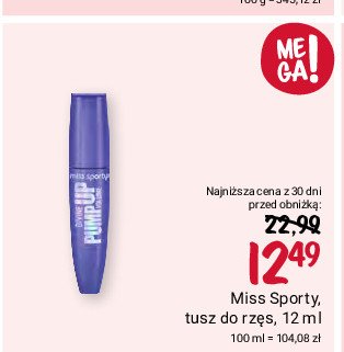 Tusz do rzęs MISS SPORTY PUMP UP LASH promocja