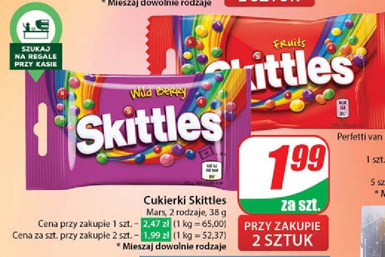 Cukierki wild berry Skittles promocja w Dino