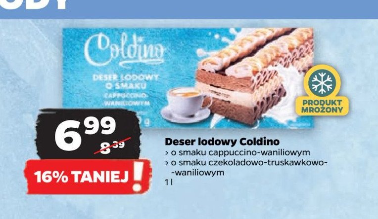 Rolada lodow o smaku waniliowym i cappuccino Coldino promocja