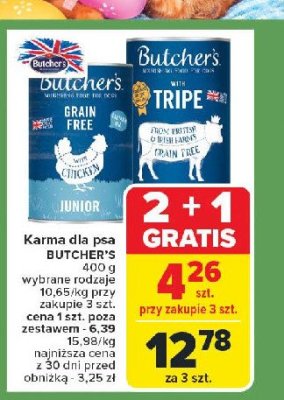 Karma dla psa z flakami wołowymi Butcher's grain free promocja