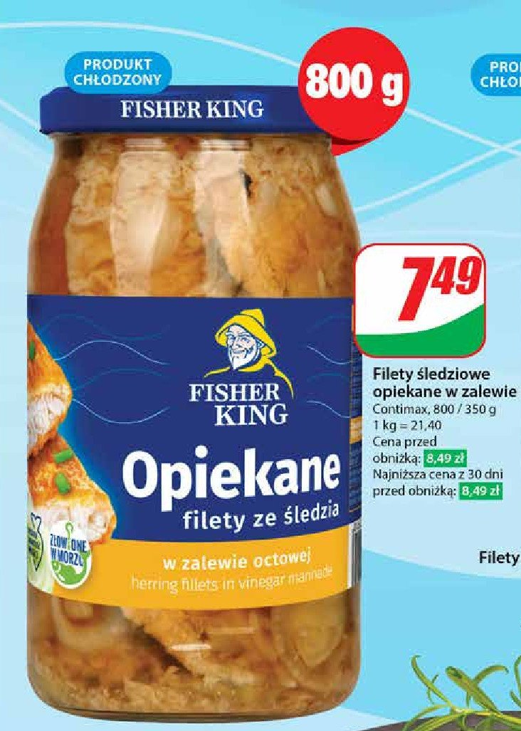 Filety śledziowe opiekane w zalewie octowej Fisher king promocja w Dino