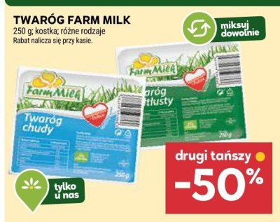 Twaróg Farm Milk 250 g, kostka różne rodzaje promocja w Stokrotka