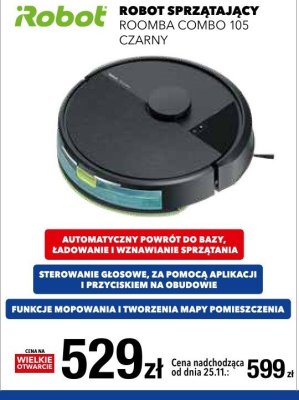 Robot sprzątający iRobot ROOMBA COMBO 105 CZARNY promocja w RTV EURO AGD