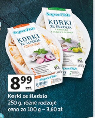 Korki ze 艣ledzia z cebulk膮 z oliw膮 z oliwek Superfish promocja