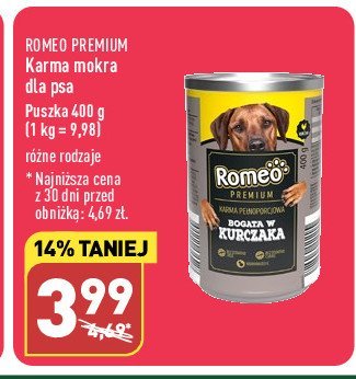 Karma dla psa bogata w kurczaka Romeo (karma) promocja