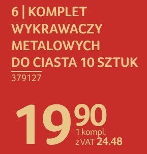 Komplet wykrawaczy metalowych do ciasta 10 sztuk promocja w Selgros