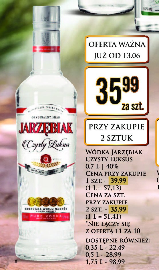 Wódka JARZĘBIAK CZYSTY LUKSUS promocja w Dino