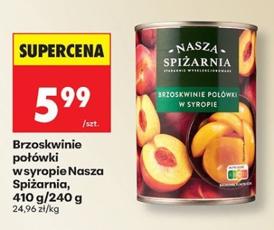 Brzoskwinie połówki w syropie Nasza Spiżarnia promocja w Biedronka