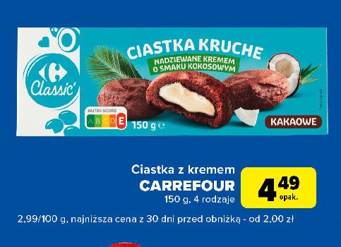 Ciastka kruche z kremem kokosowym Carrefour classic promocja