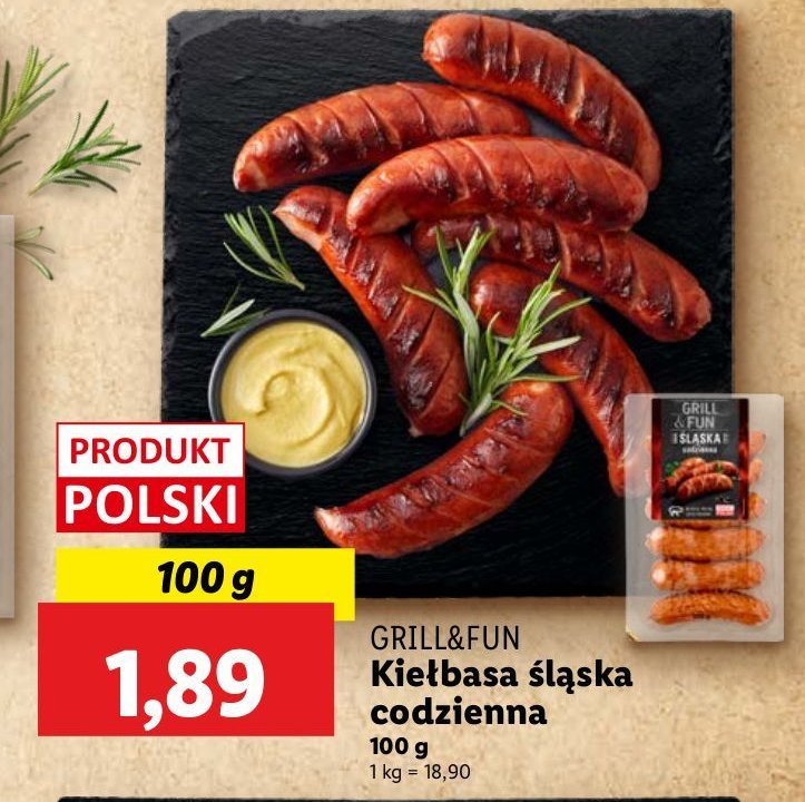 Kiełbasa śląska codzienna Grill and fun promocja w Lidl