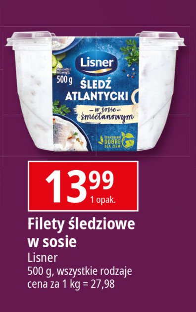 Śledź atlantycki w sosie śmietankowym Lisner promocja