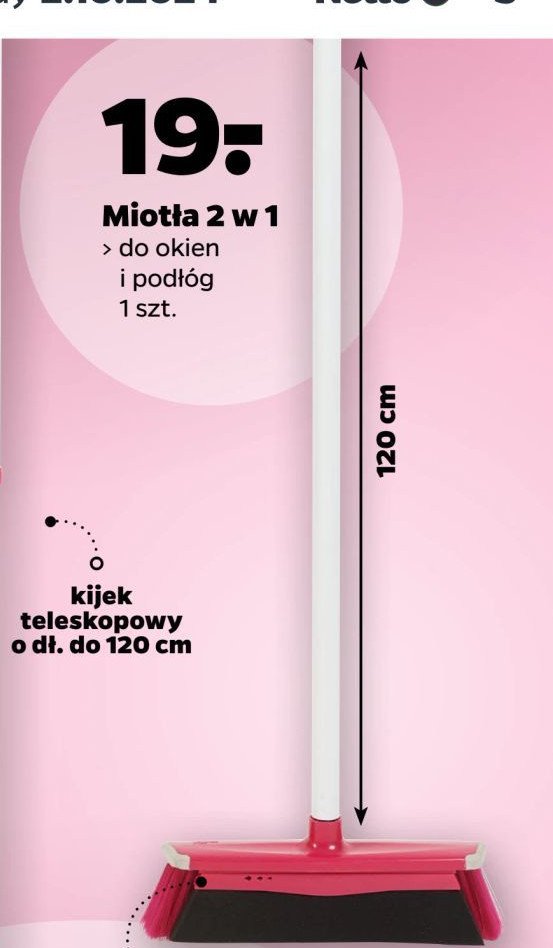 Miotła do okien i podłóg 2w1 120 cm Kleeneze promocja