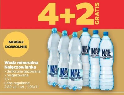 Woda mineralna delikatnie gazowana, niegazowana 1,5 l 4+2 GRATIS promocja w Netto